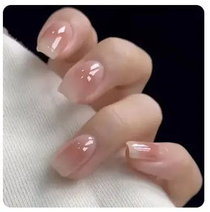 24Pcs Nude Pink Short Round Press-On Nails