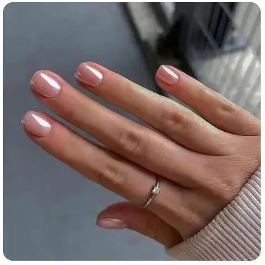 24Pcs Nude Pink Short Round Press-On Nails