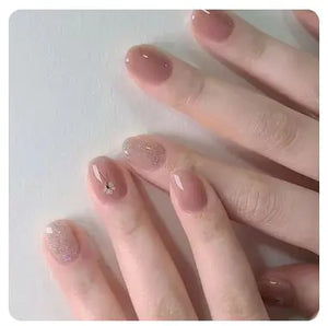 24Pcs Nude Pink Short Round Press-On Nails