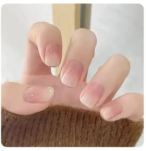 24Pcs Nude Pink Short Round Press-On Nails