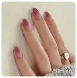 24Pcs Nude Pink Short Round Press-On Nails