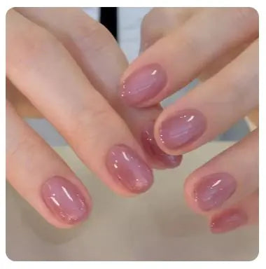 24Pcs Nude Pink Short Round Press-On Nails