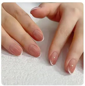 24Pcs Nude Pink Short Round Press-On Nails